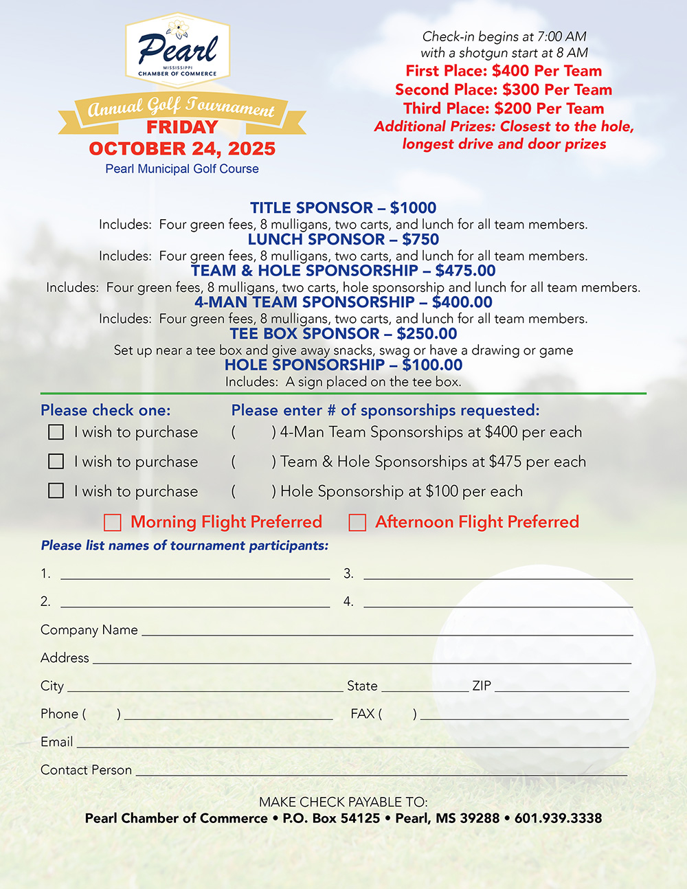 Pearl Chamber of Comerce Annual Golf Tournament